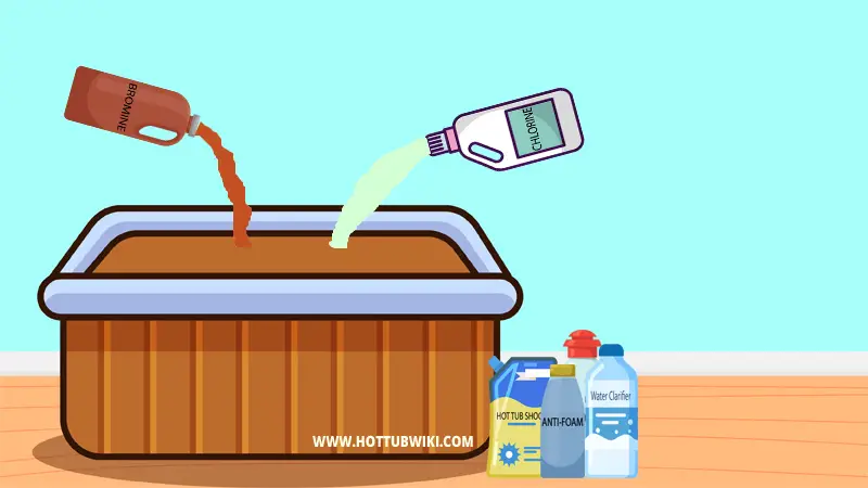 If you have too many sanitizers then that will cause stains in your hot tub. Make sure to add the right amount of chlorine and bromine.